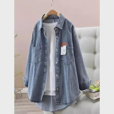 Veste-chemise ample en jean à simple boutonnage, automne 2024