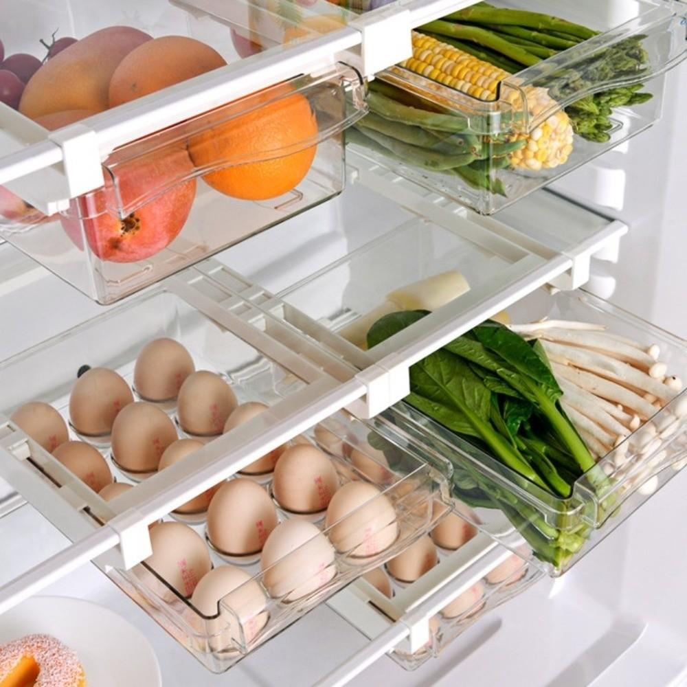 Pull Out Refrigerator Hanging Organizer Transparent Fruit Egg Storage Rack  Kitchen Organizer