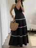 100% Kleidung Sexy Urlaubs-Lagenlook V-Ausschnitt Neckholder Kleid 2026