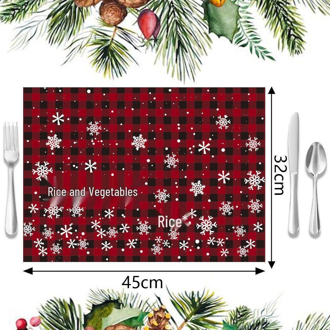 Festive Christmas Heat-Resistant Linen Placemat and Coaster Set for Dining Table 30x45cm