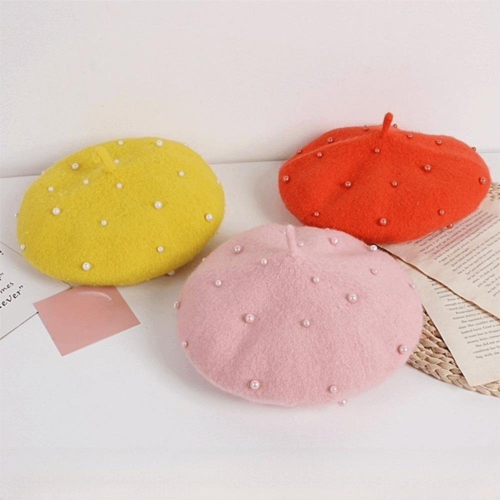 Woolen Children's Beret Solid Color Painter Hat Sweet Baby Wool Hat  Baby