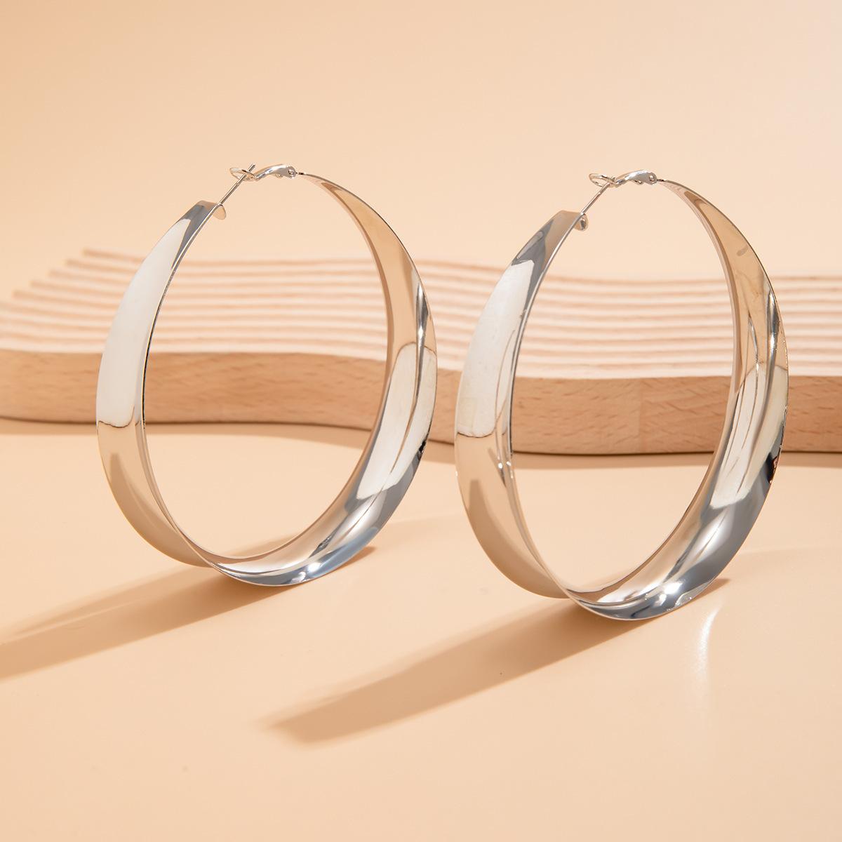 

Большие полые круглые серьги-кольца Модные серьги в форме круга Ювелирные изделия золотой