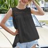 Loose Casual Lace Mesh Patchwork Vest Sleeveless Hollowed Out Top for Women Vests