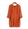 Spring Autumn Women's Hooded Solid Color Loose Long T-shirt Irregular Long Sleeve Pocket Pullover Top