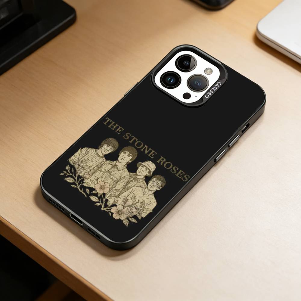 B-Band The Stone Roses Phone Case For iPhone 17,16,15,14,13,12,11 Plus,Pro Max,XS,Colored Silver Plated Inside Cover