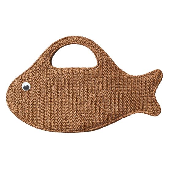 

Fun Straw Fish Handbag Woven Mini Clutch Tote Summer Beach Bag Novelty Purse кавовий
