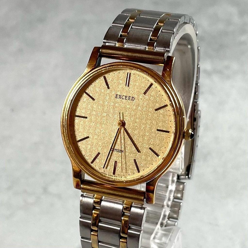 Used [Battery new/working item] CITIZEN Citizen EXCEED 1988 Quartz Watch Combi Color Gold Dial Antique Vintage Retro Watch Used Good Item Anonymous