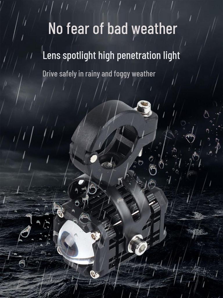 Hochintensiver LED Motorradscheinwerfer mit Teufelsauge - Superhell, Vierfarbiger Stroboskop, Fern-/Abblendlicht