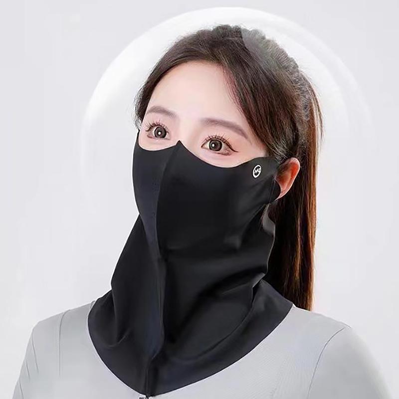 Unisex Face Cover 3D Ice Silk Sunscreen Mask Summer Anti-Uv Breathable Solid Color Cycling Hiking Sun Protection