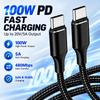 5A USB-C Charging Cable 100W PD USB-C Sync Cable Male to Male PD Fast Charge Lead  File Transfer