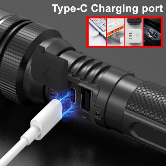 LED Flashlight Digital Display Ultra-Wide Beam Super Bright IPX7 Waterproof Rechargeable Tactical Flashlight LED Torch