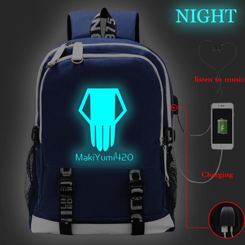 My Hero Academy Anime Peripheral Printing Backpack USB Interface Multifunctional Student School Bag Luminous