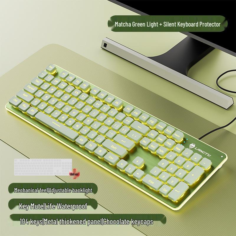 Langtu Wired Backlit Mechanical Keyboard for Office and Laptop Typing (Girls Edition)
