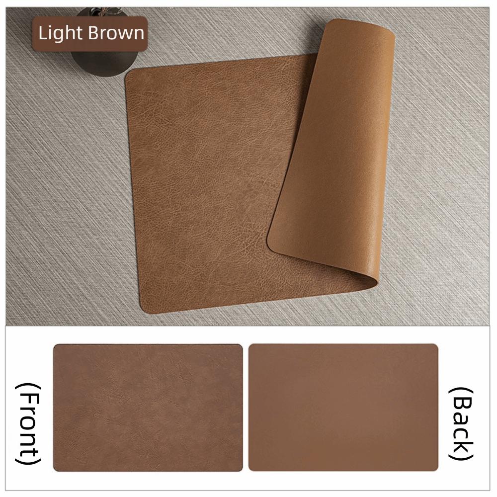 Faux Leather Table Placemats Double-Sides Square Dining Table Mat Waterproof Heat Resistant Table Place Mats For Kitchen Dining