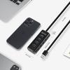ROSONWAY USB Hub Gen 2 with Power 4 100cm Cable Bus Powered Self 5V AC Independent Switches 3.1 Supply, 10Gbps, Aluminum, Ports, Included, & Powered,