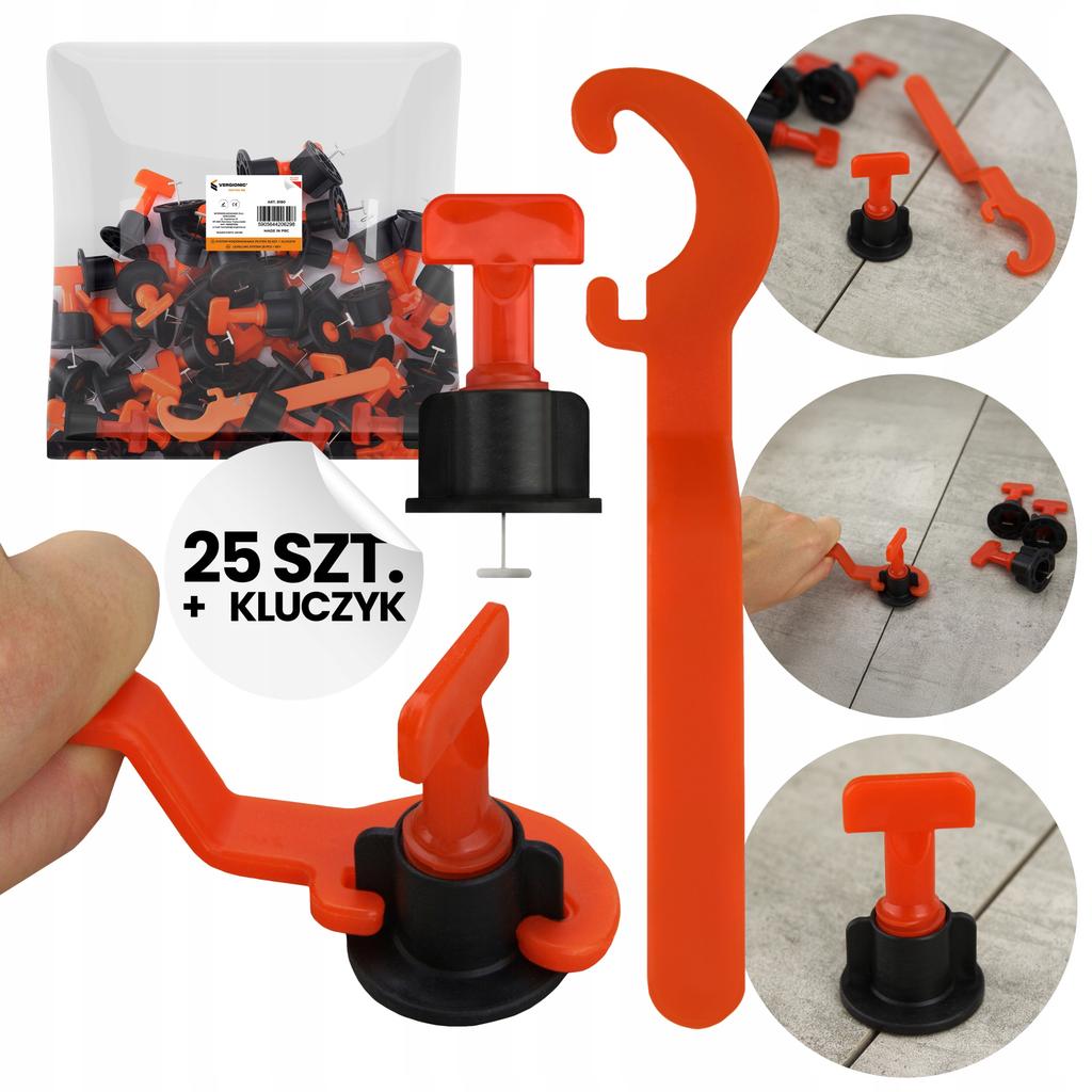 System do poziomowania płytek klipsy zaciski 25 szt
