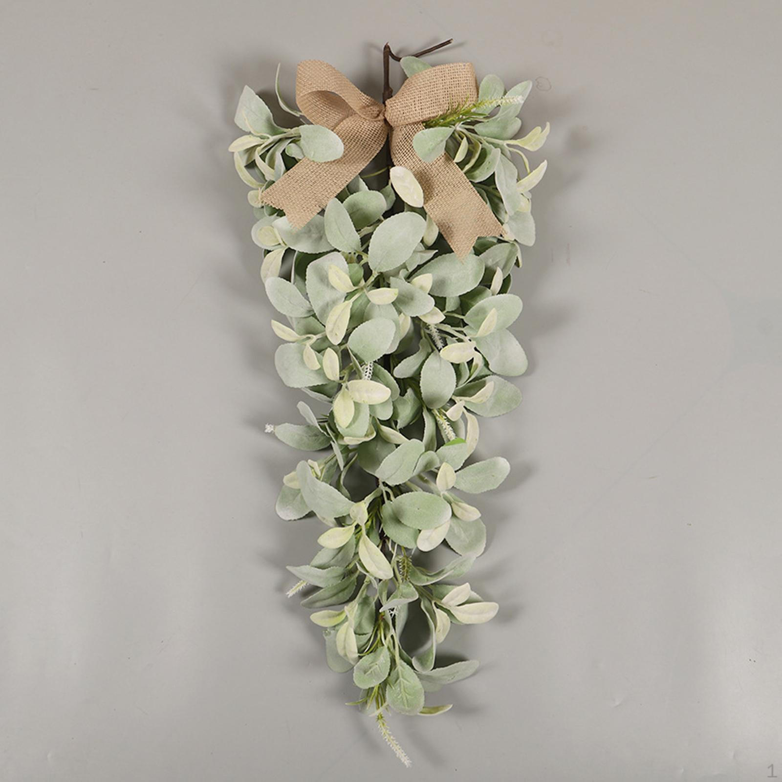 

Spring Summer Wreath Teardrop Swag Simulated Faux Greenery Garland Artificial Green Leaves