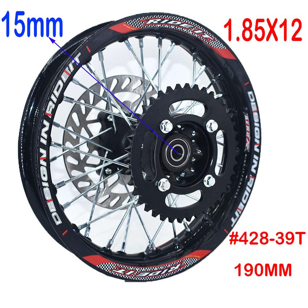 Aluminiumlegierung 1,85x12" Zoll Hinterradfelge Kreisrad mit Scheibenbremse Ritzel für KLX CRF Kayo BSE Dirt Pit Bike Motorrad