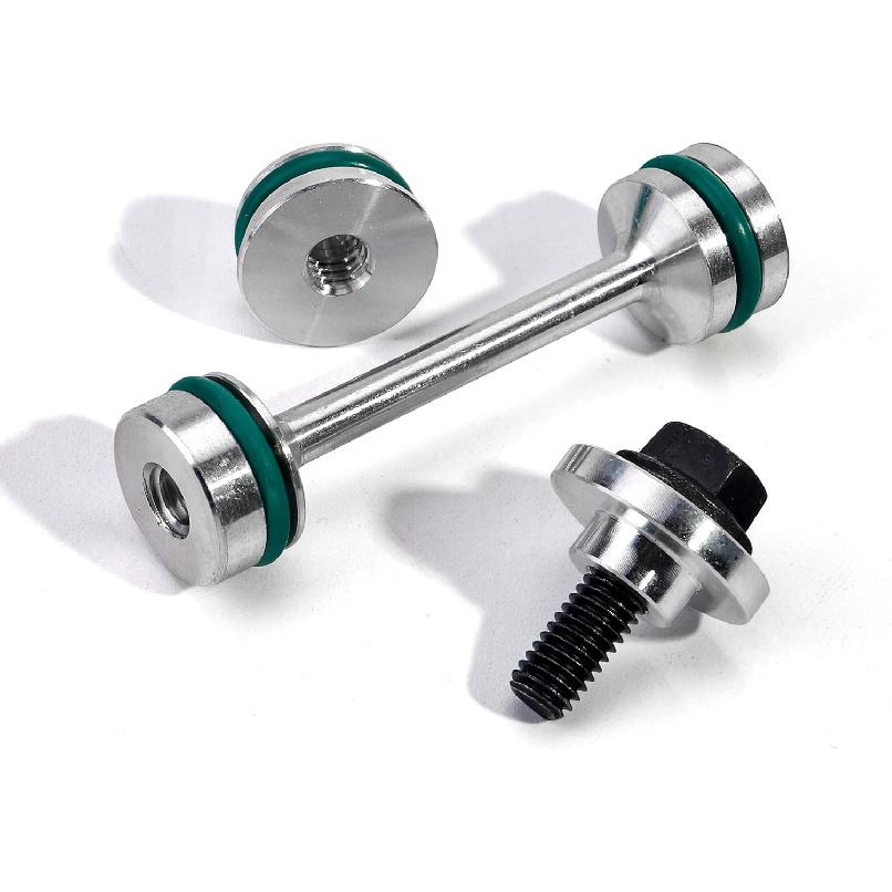 3mirrors UPGRADE Billet Aluminum Oil Diverter Barbell w/DOUBLE O-rings, Oil Tube Hold Down, Front Gallery Plug Compatible with GM LS Engines, Better