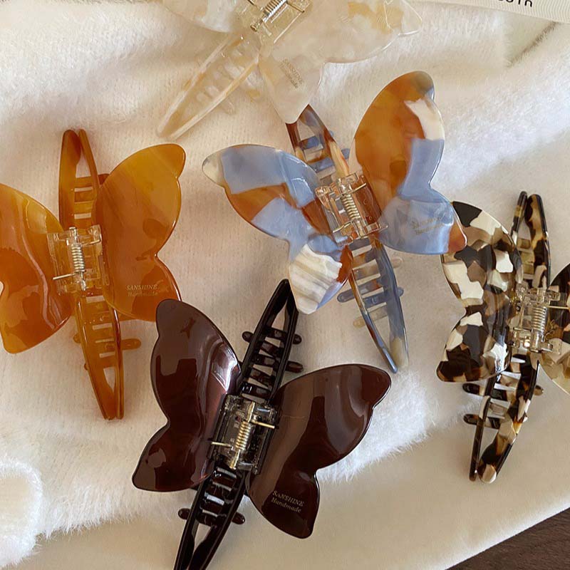 Vintage Acetat Schmetterling Haarklammer für Damen Mode Groß Marmorstruktur Schmetterling Haarklammer Krabbe Haarschmuck