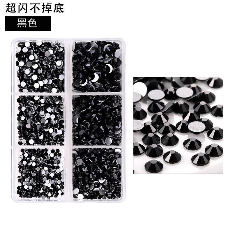 6-Grid Nail Art Diamond Box Ss6-Ss20 Large-Capacity Flat-Bottomed Rhinestone Set Diy Nail Jewelry Sticker Drill 1560 Pcs