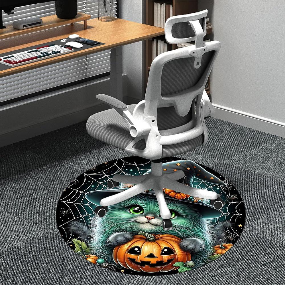 1pc Cat, Witch Hat Pumpkin Chair Carpet for Office, Soft Flannel Throw Mat, Perfect for Office,Holiday Party Decoration Choice yy251113014 80cm by 80cm