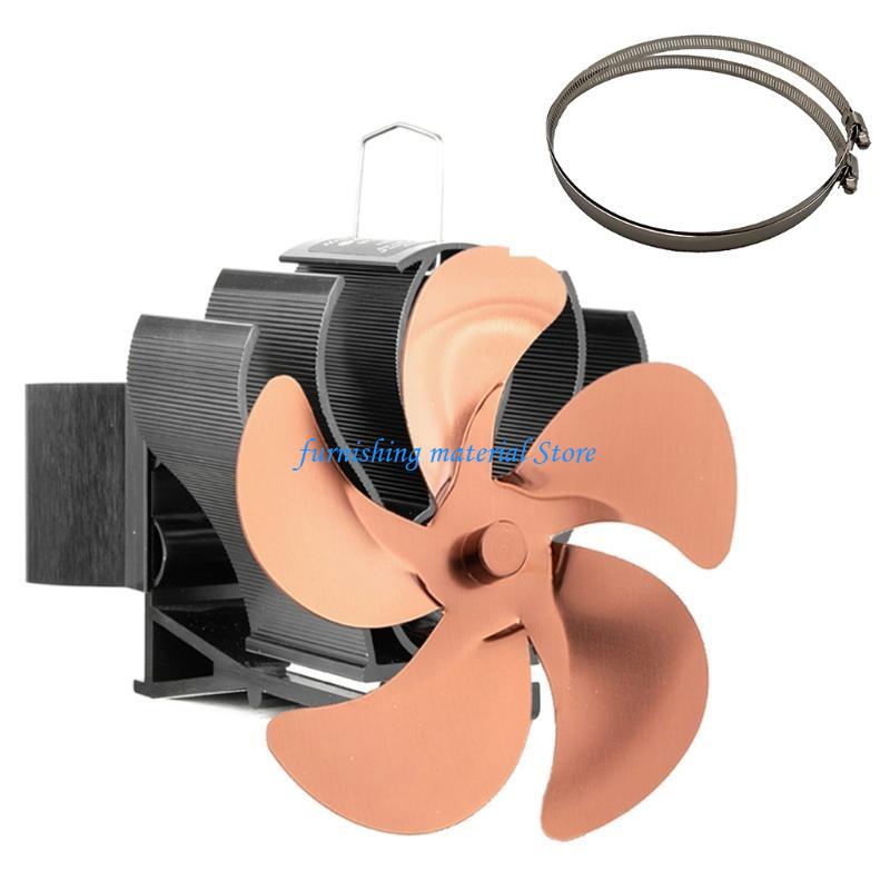 Y5GD 5-lopatkový ventilátor na kamna poháněný teplem pro dřevěná polena Ekologický Větší přívod vzduchu