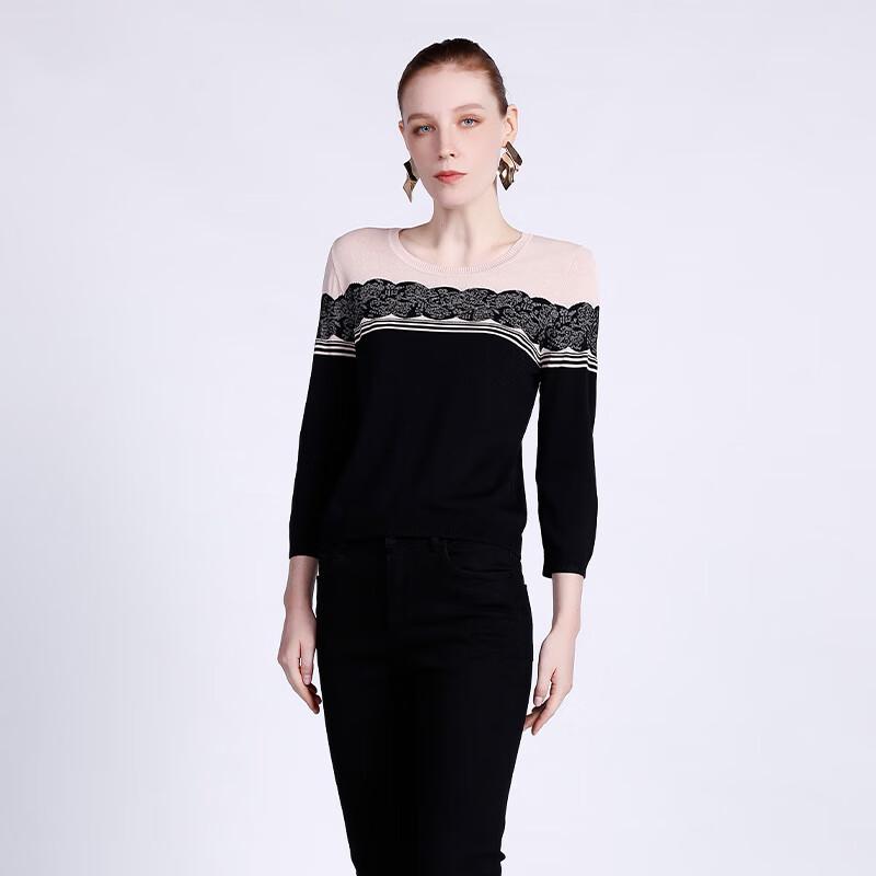 Anlom Women's Round Neck Ice Silk Long Sleeve Knit Top