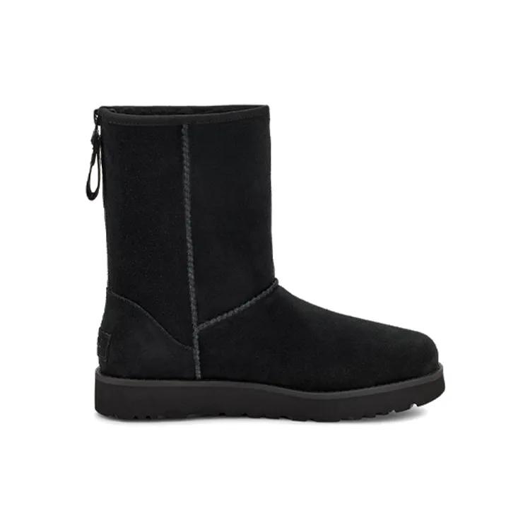UGG W Classic Short Logo Zip 'Black' Women's (Unisex) Snow Boots 1122672 BLK