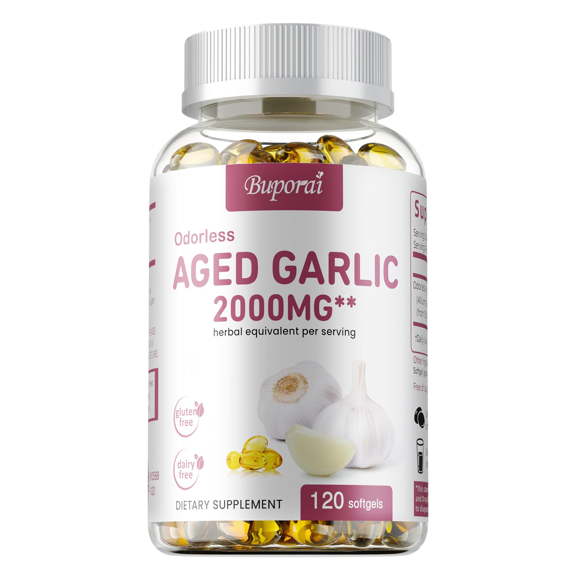 

Odorless Aged Garlic Capsules, 2000 mg per serving, Nutritional Supplement, Suitable for Adults 120