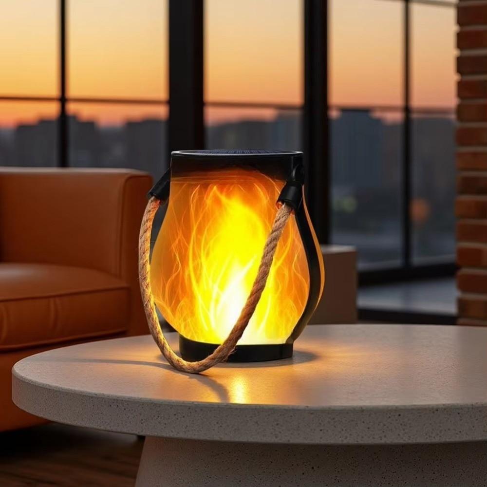 Dancing Flame Solar Lantern Rechargeable Outdoor Lights New Solar Flame Lights  Yard Decor