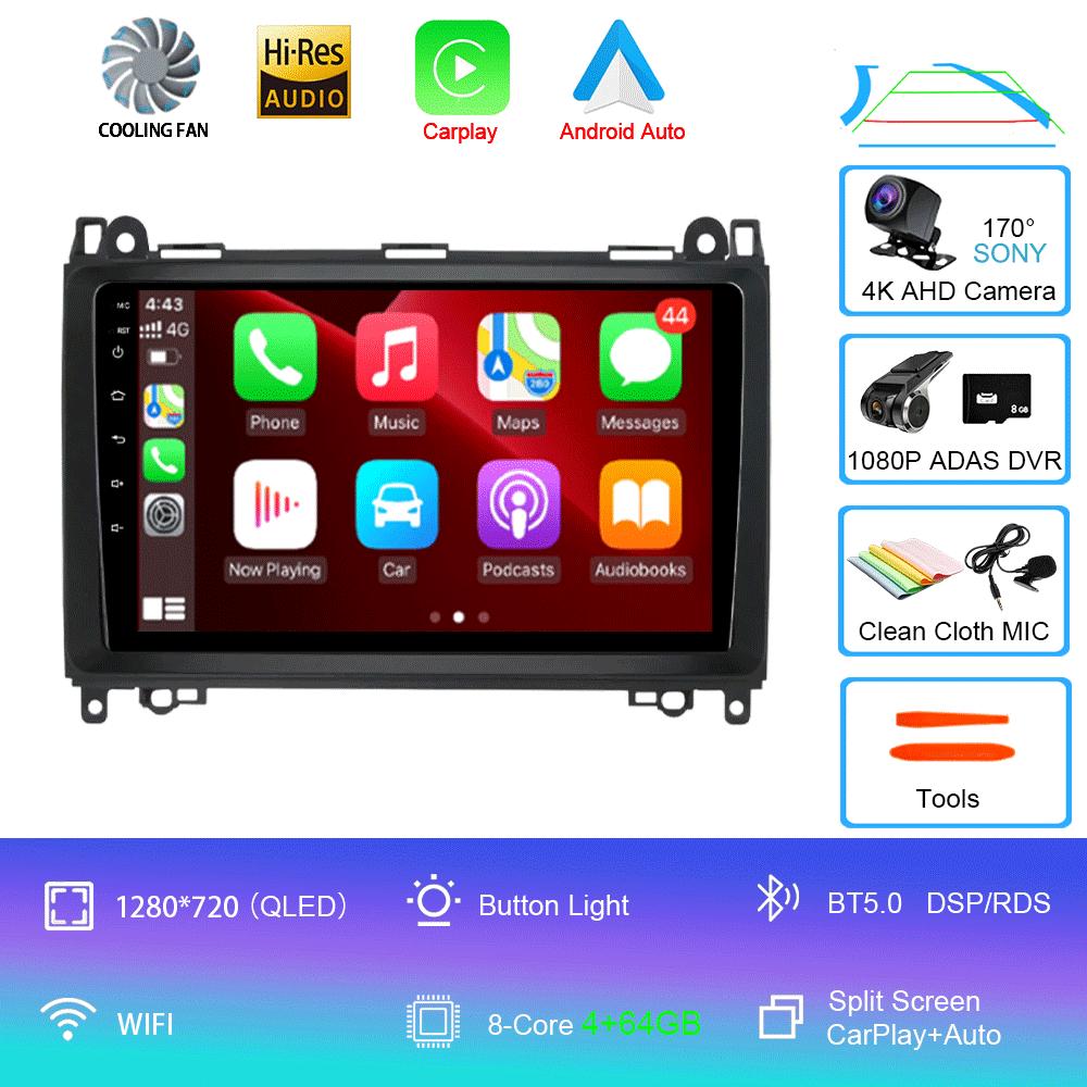 Android 14 Video Player 9'' For Mercedes Benz B200 Sprinter W906 W639 AB Class W169 W245 Viano Vito Car Radio Multimedia GPS DVD