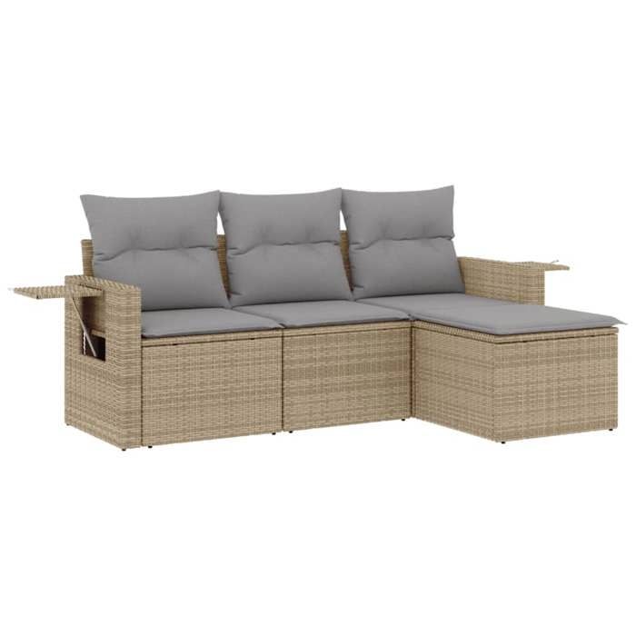VidaXL Salon de Jardin avec Coussins 4 pcs, Canapés de Terrasse, Ensemble de Meubles de Patio, Mobilier d'Extérieur, Beige 3220068