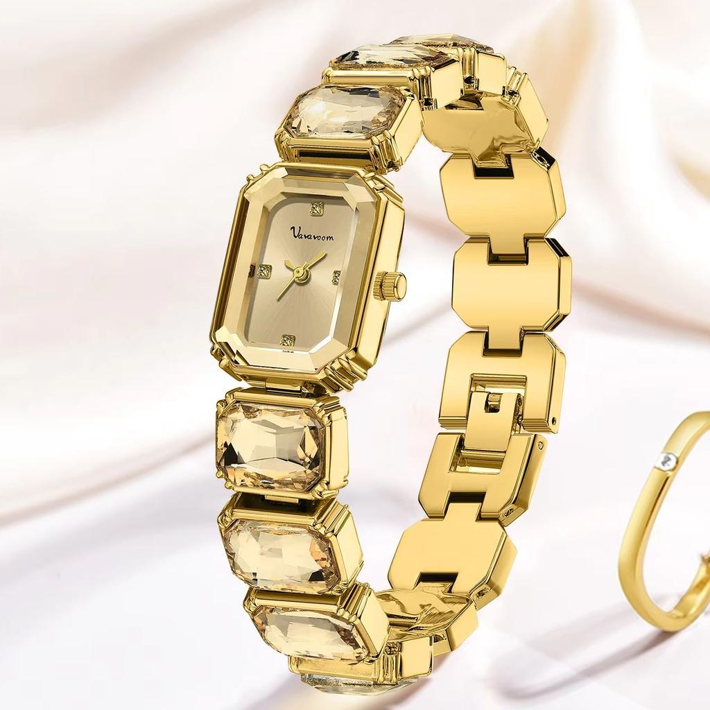luxury Small golden square dial quartz watch for women bracelet diamond fashion women's watch relojes para damas