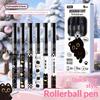 6PCS Black Cat Direct Liquid Rollerball Pen With Mini Needle Smooth Writing Non-Stop Ink Fast Drying And Easy-to-Write Writing