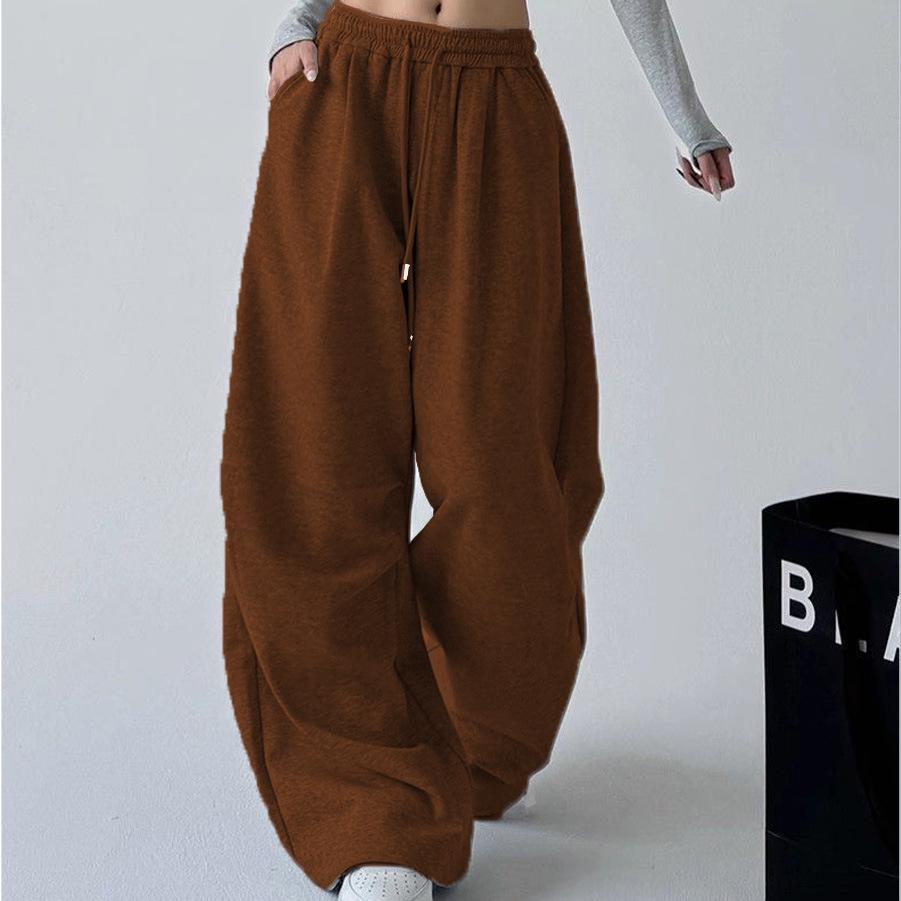 Pantaloni de trening gri cu croială dreaptă pentru femei - Primăvara 2025 - Largi, Casual, Design cu picior lat în stil Cargo