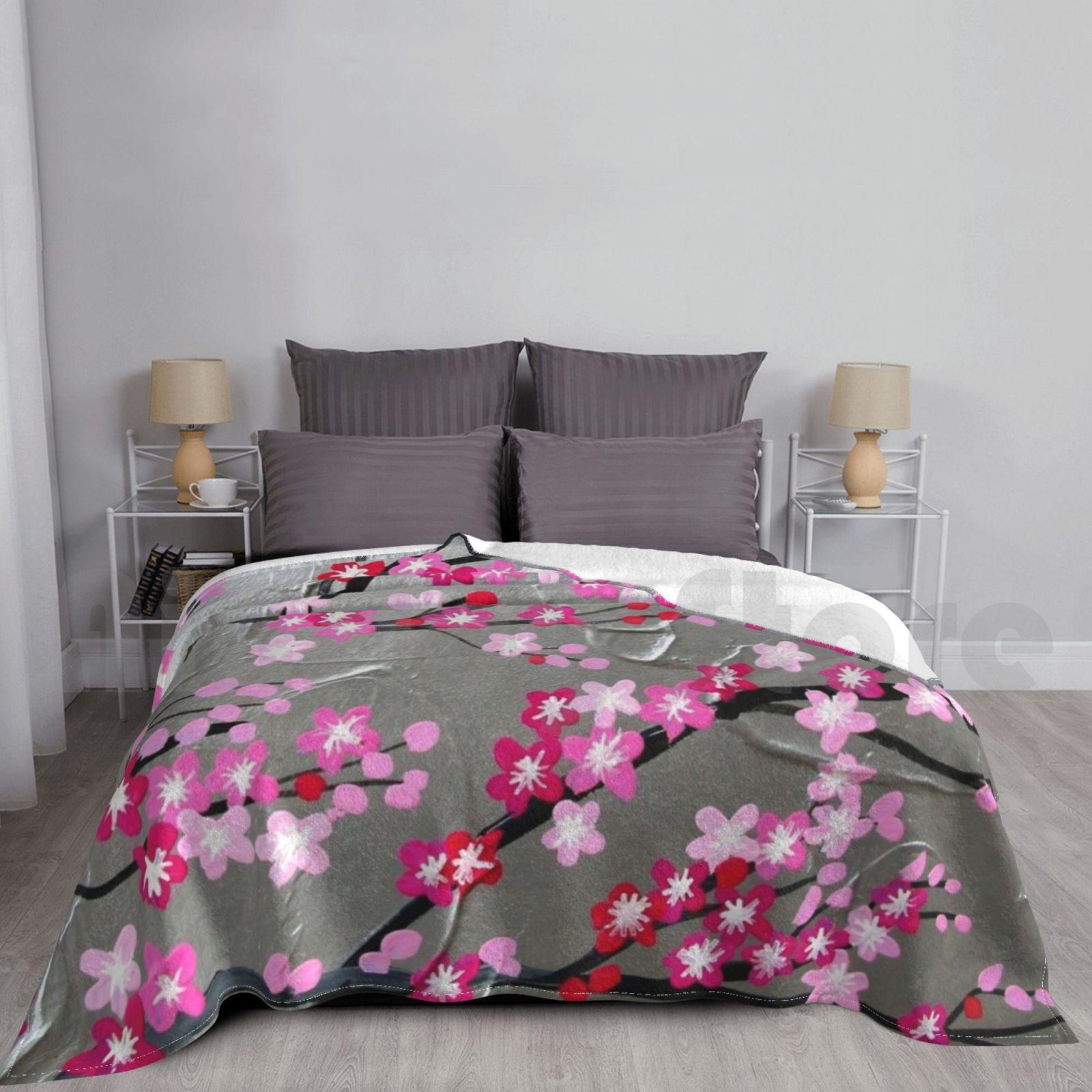 Blanket Cherry Blossom Phone Case 781 Cherry Blossom Japanese Cherry Blossom With Pink And Size: 75*100cm, Weight: 230 GSM