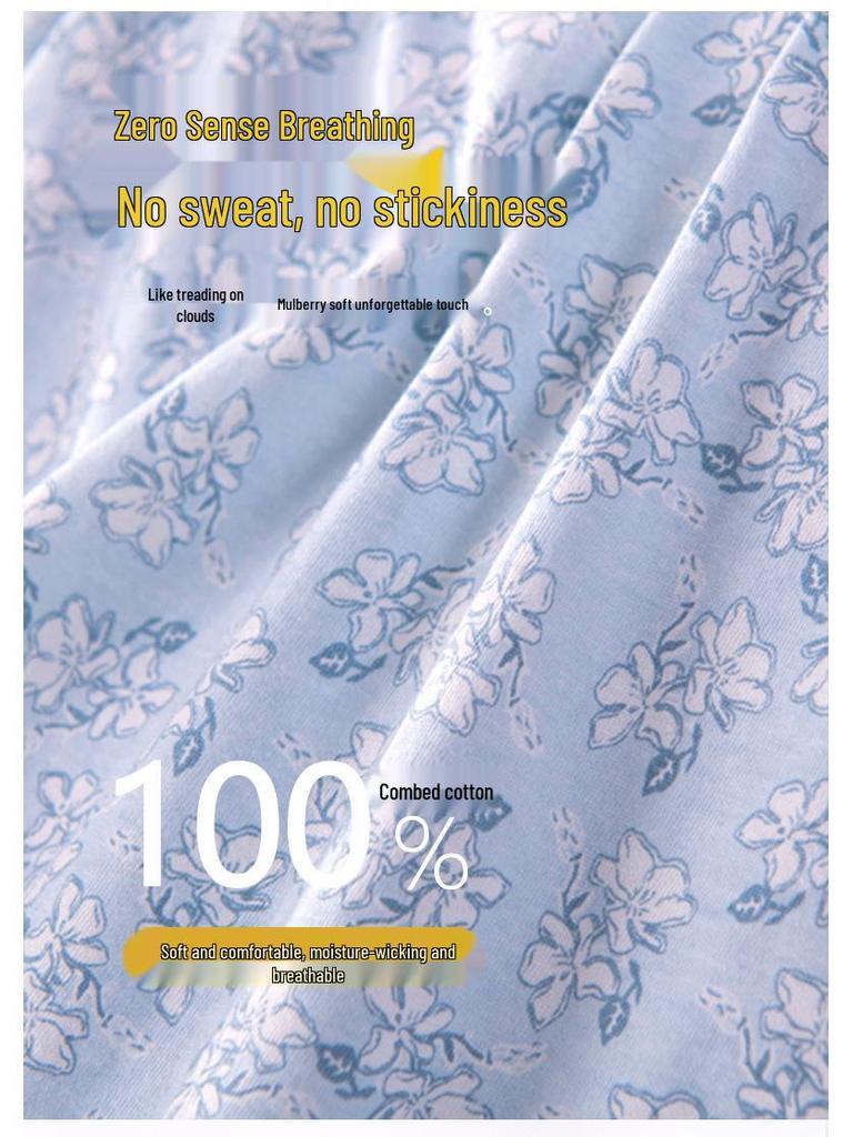 Women's Pure Cotton Knit Pajama Pants - Spring/Summer, Loose Fit, Plus Size, Elastic Waist, Mosquito-Proof