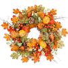 Harvest Wreath With Pumpkins Berries Vine Circle Halloween Thanksgiving Door Decor
