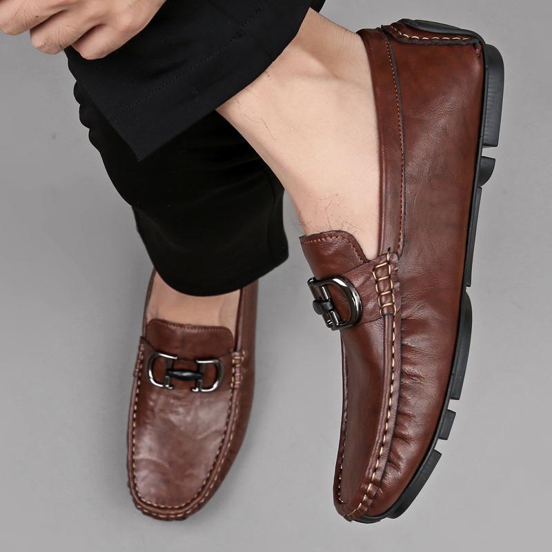 Doudou shoes men's soft sole men's casual British versatile personality green driving lazy