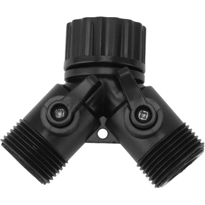 Tap Y Splitter 2 Way 2 Valves Hose Splitter Connector for Garden Hose Faucet EU Standard 4pcs (Black)