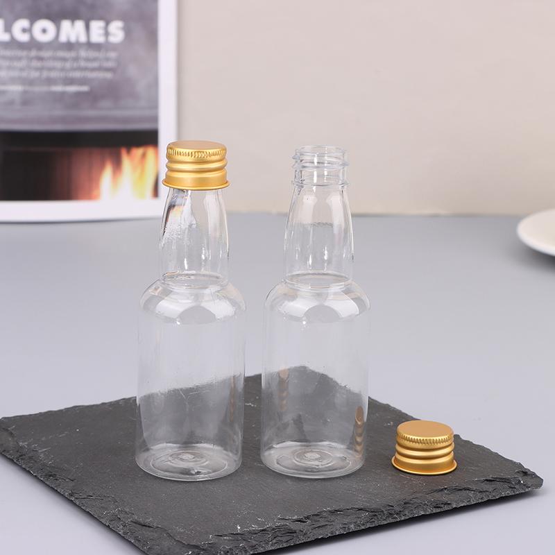 10 Stück 50 ml Mini-klare Haustier-nachfüllbare kleine Weinflaschen für Party, Hochzeit, Schnapsflaschen mit auslaufsicherem Schraubdeckel