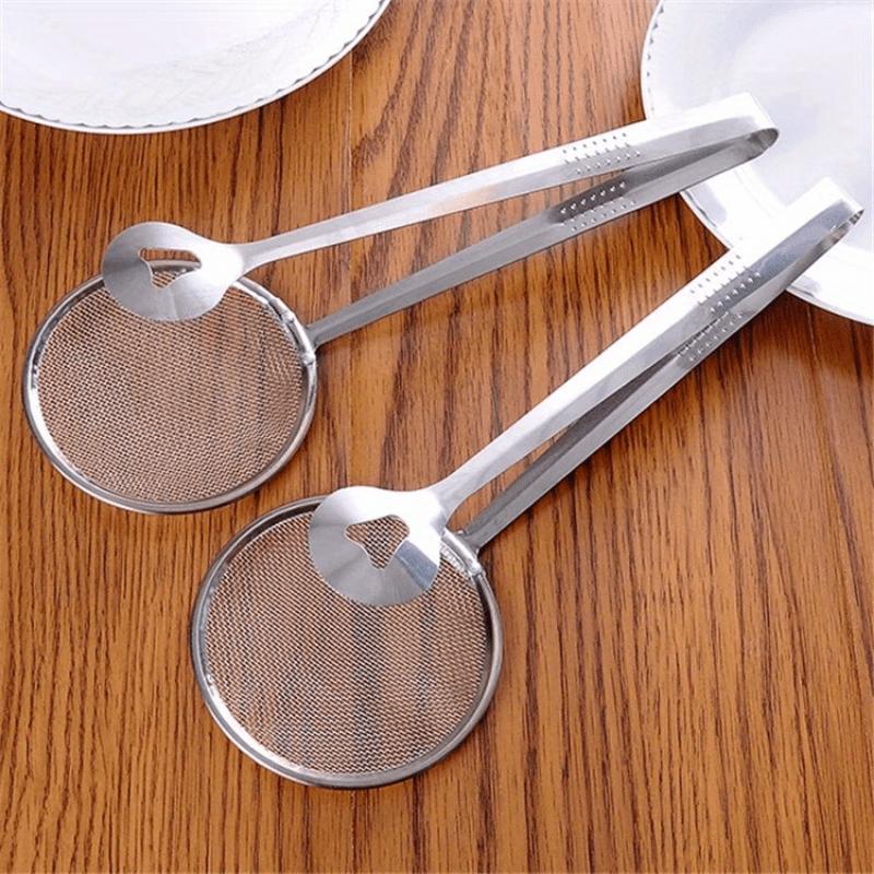 Stainless Steel Oil Splatter Filter Multi Functional Kitchen Tool for Frying Cooking and Grease Straining with Ergonomic Handle