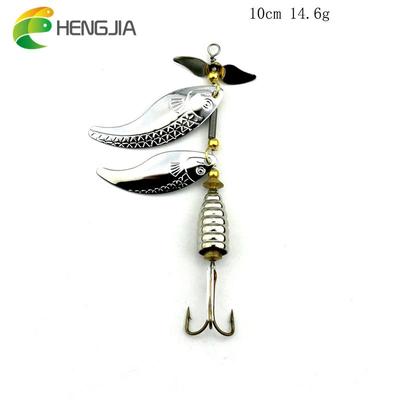 HENGJIA Gancho de penas rotativo colher de metal isca 4 peças wobbler biônico baixo lúcio ferramenta de pesca