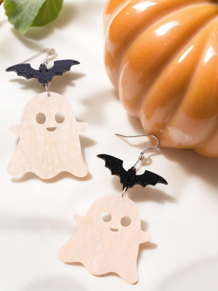 Halloween Contrasting Color Earrings Lightweight Acrylic Ear Studs Creative Stud Earring for Costume Get-Together Party