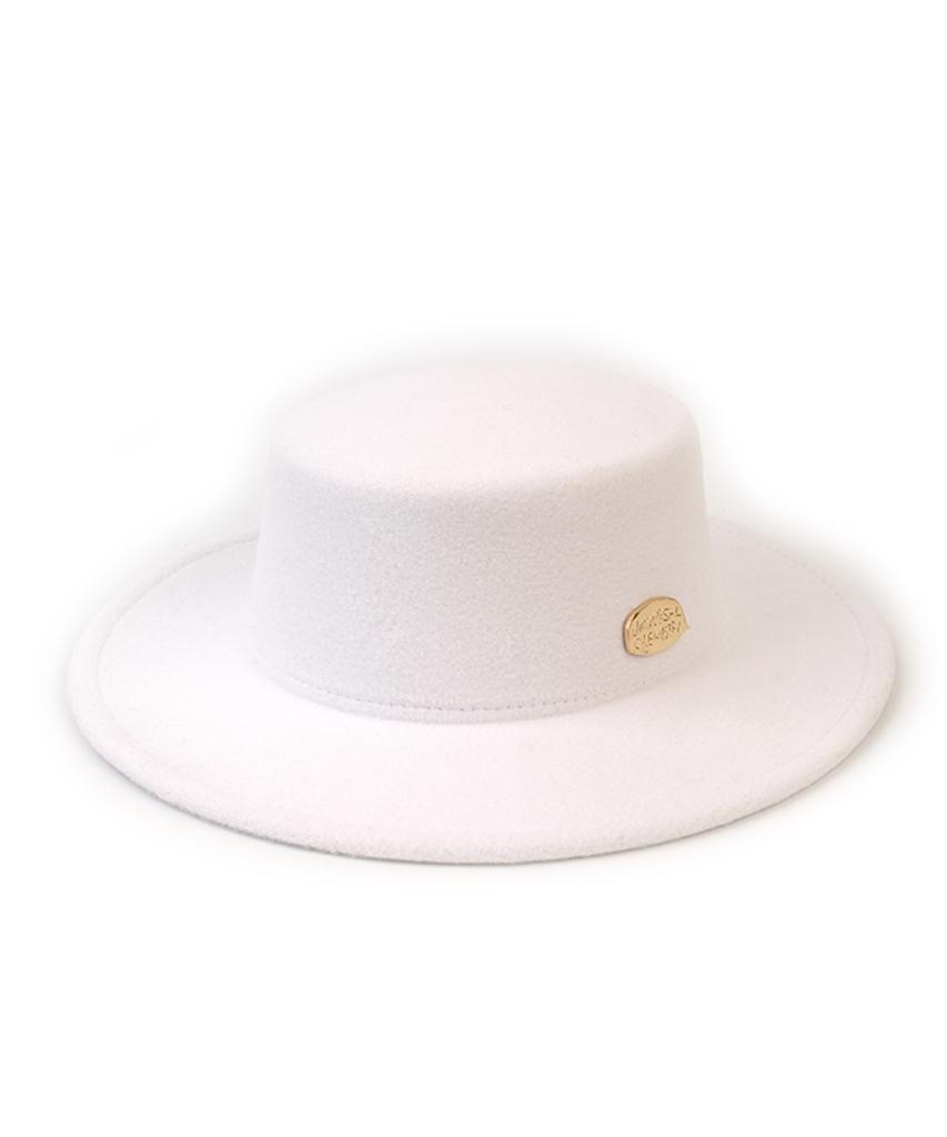 Yunibeosyeolkemiseuteuli Poly Weiß Flacher Fedora