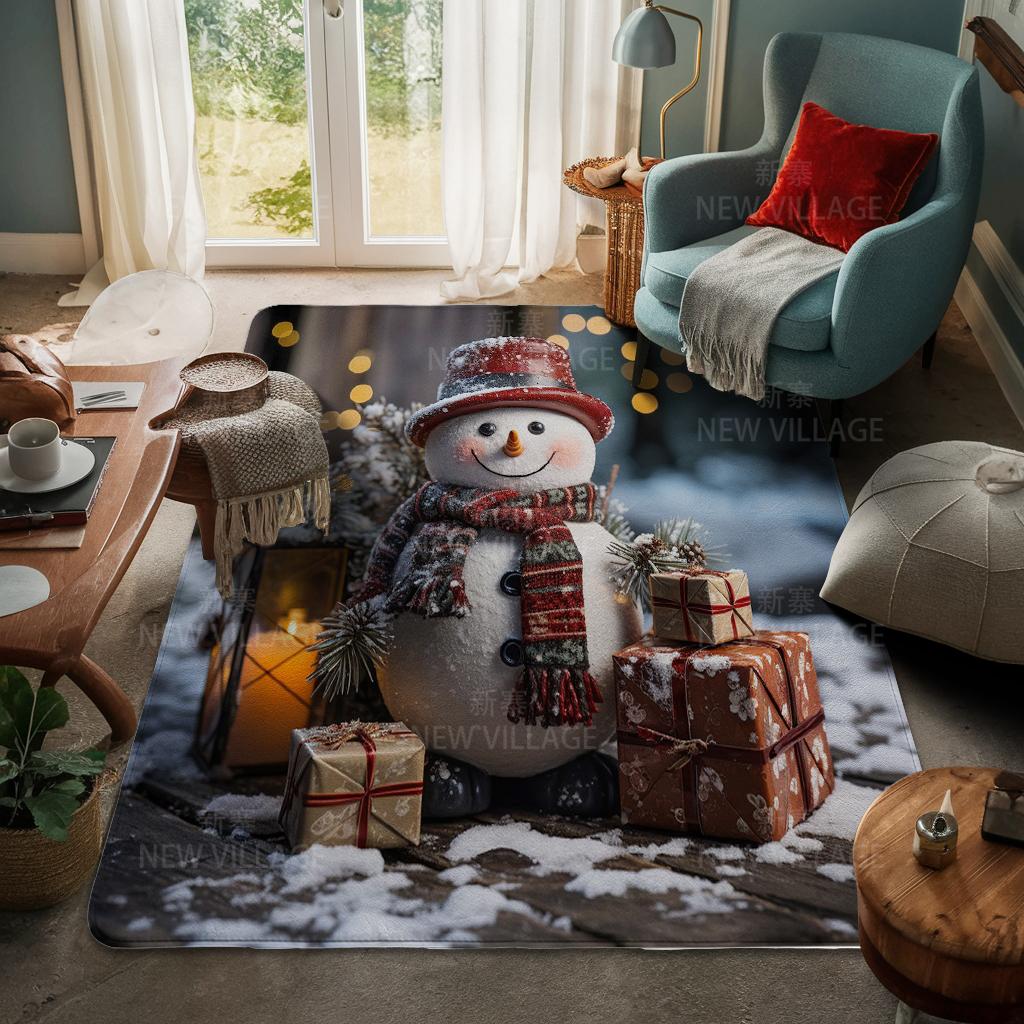 House Entrance Carpet Home Door Mat Living Room Bath Foot Bathroom Non-slip Water Absorption Rugs Bath Merry Christmas Winter