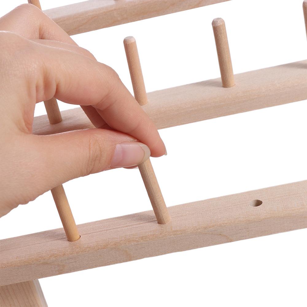 60 Spools Wooden Thread Holder Foldable DIY Sewing Thread Storage Rack Embroidery Durable Sewing Rack Organizer Rings
