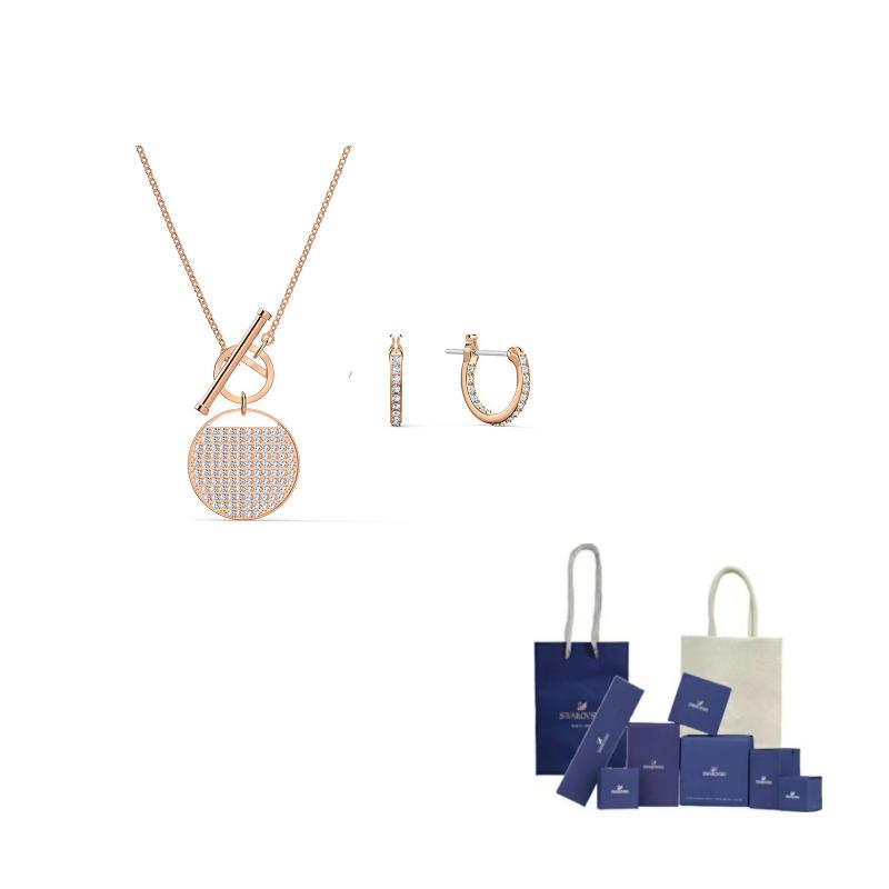 Swarovski Ginger Necklaces Womens F-Original Brand Box And Bag розового золота