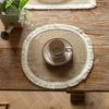 4 Pezzi Tovagliette Rotonde in Juta Rustica Intrecciata Naturale con Nappe, Tovagliette Tessute Boho per Matrimonio Festa Tavola da Pranzo Rustica Decorazione